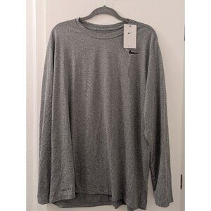 Nike Mens Dri-Fit Training Long Sleeve Shirt Gray 2XL Lightweight Athletic